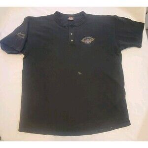 Vtg HARLEY DAVIDSON XXL 3 Button Henley T Shirt Single Stitch Memphis TN 1990s